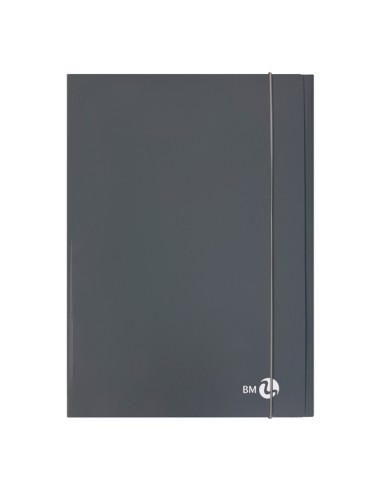 Cartellina 3 lembi piatta con elastico, f.to A4 grigio scuro BM 0123591
