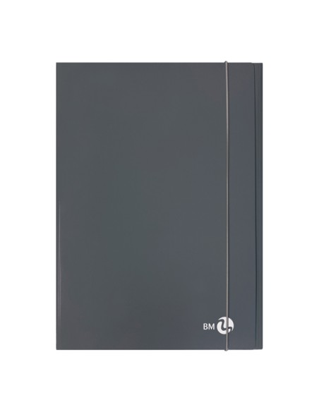 Cartellina 3 lembi piatta con elastico, f.to A4 grigio scuro BM 0123591