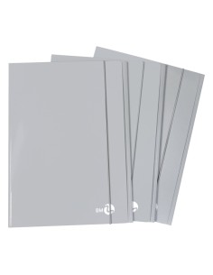 Cartellina 3 lembi piatta con elastico, f.to A4 grigio chiaro BM 0123588