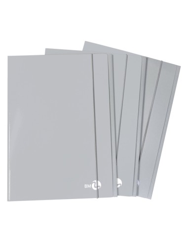 Cartellina 3 lembi piatta con elastico, f.to A4 grigio chiaro BM 0123588