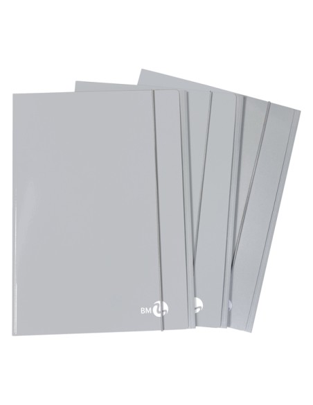 Cartellina 3 lembi piatta con elastico, f.to A4 grigio chiaro BM 0123588