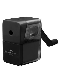 Temperamatite con manovella 1 foro nero Faber-Castell 180984 FABER-CASTELL TEMPERAMATITE CON CONTENITORE