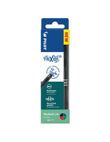 Astuccio 4 penna sfera a scatto FrixionBall+ 0,7mm colori assortiti Pilot 040349