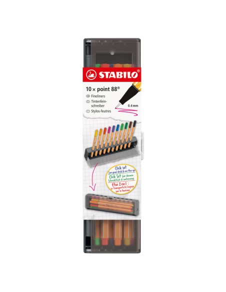 Click set 10 fineliner Stabilo Point 88 colori assortiti 8810-5