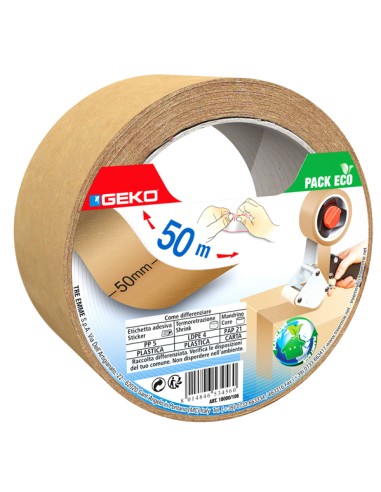 Nastro adesivo in carta 50mmx50mt avana Geko 8180100002 Geko NASTRO PER IMBALLO-TENDINASTRO