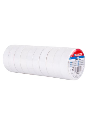 Nastro adesivo isolante 15mmx10mt bianco Geko 8170000008 Geko NASTRO PER IMBALLO-TENDINASTRO