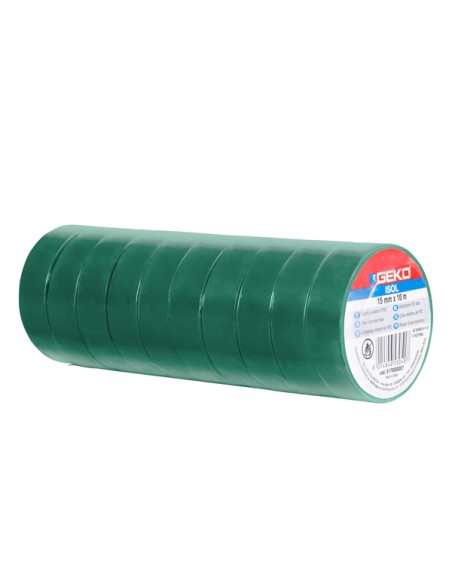 Nastro adesivo isolante 15mmx10mt verde Geko 8170000007