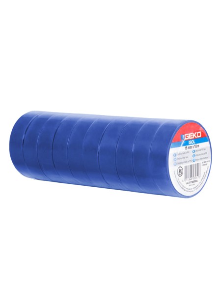 Nastro adesivo isolante 15mmx10mt blu Geko 8170000006 Geko NASTRO PER IMBALLO-TENDINASTRO