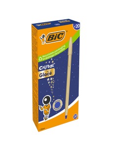 Scatola 20 penna sfera Cristal GlacE' fusto oro 1.0mm BIC® 302522 BIC CON CAPPUCCIO