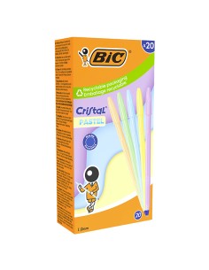 Scatola 20 penna sfera Cristal Pastel colori assortiti 1.0mm BIC® 302550 BIC CON CAPPUCCIO