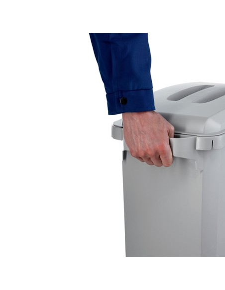 Bidone grigio DURABIN rettangolare in PP con maniglie per il trasporto 60 lt Dur 1800503050 DURABLE PATTUMIERE E BIDONI