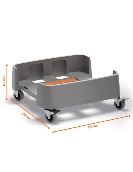 Carrello quadrato in rPP per bidoni DURABIN da 90L 390x165x415mm Durable 3341-37 DURABLE PATTUMIERE E BIDONI