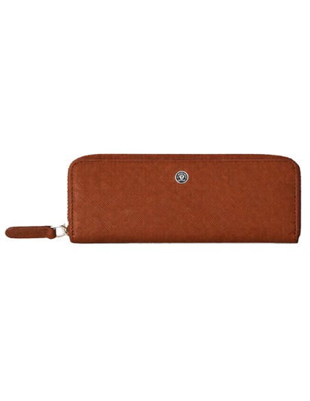 Astuccio portapenne c/zip vera pelle Saffiano marrone Cross E000042