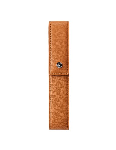 Astuccio Portapenne c/chiusura magnetica vera pelle Saffiano marrone Cross E000012