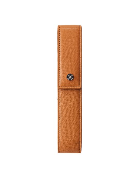 Astuccio Portapenne c/chiusura magnetica vera pelle Saffiano marrone Cross E000012