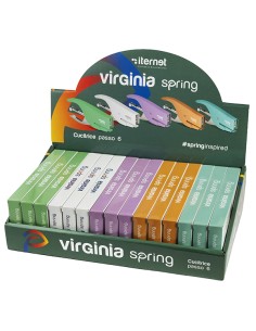 Display box 15 cucitrici a pinza Virginia spring 5 colori assortiti pastello Ite 102