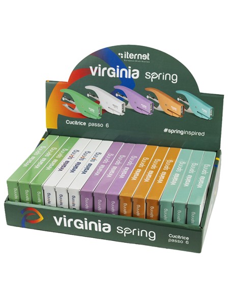 Display box 15 cucitrici a pinza Virginia spring 5 colori assortiti pastello Ite 102