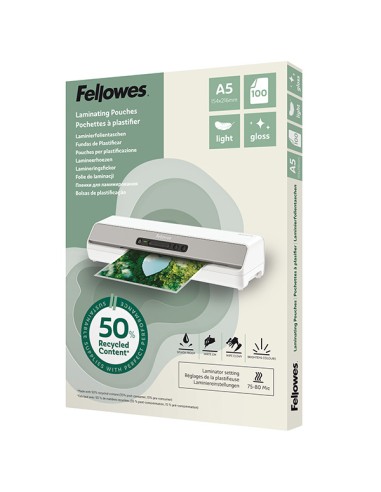 Scatola 100 pouches riciclate 80mic A5 Fellowes 100143440