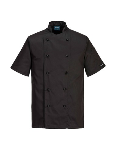 Giacca da cuoco Kent a maniche corte tg M nero Portwest C734BKRM Portwest GIACCHE-GILET-GIUBBINI