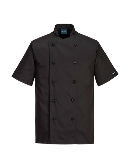 Giacca da cuoco Kent a maniche corte tg M nero Portwest C734BKRM Portwest GIACCHE-GILET-GIUBBINI