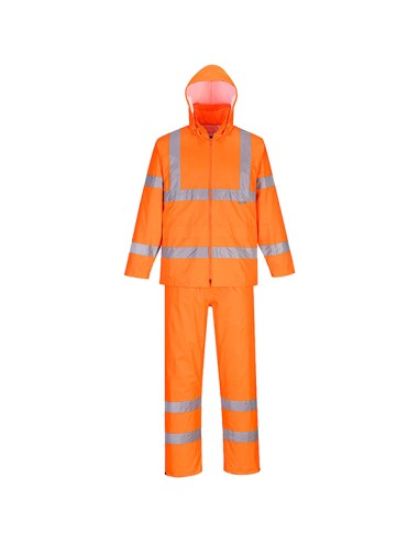 Completo antipioggia ripiegabile Hi-Vi tg L arancione fluo Portwest H448ORRL Portwest PANTALONI-SALOPETTE-TUTE