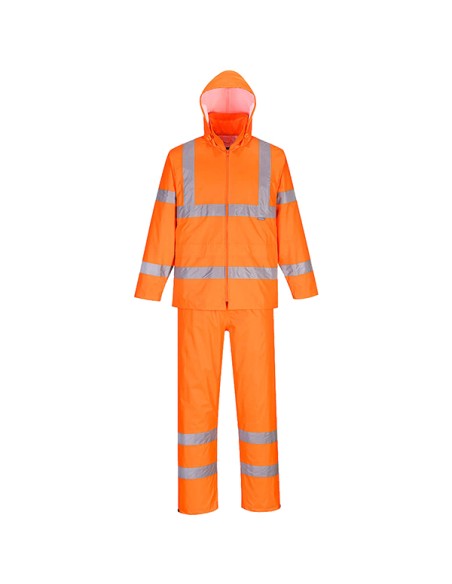 Completo antipioggia ripiegabile Hi-Vi tg L arancione fluo Portwest H448ORRL Portwest PANTALONI-SALOPETTE-TUTE