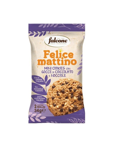 Mini cookies con gocce di cioccolato e nocciole 34gr Falcone 01-1843 Dolciaria Falcone SNACK DOLCI-SALATI