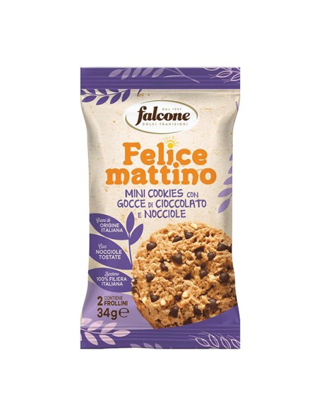 Mini cookies con gocce di cioccolato e nocciole 34gr Falcone 01-1843 Dolciaria Falcone SNACK DOLCI-SALATI