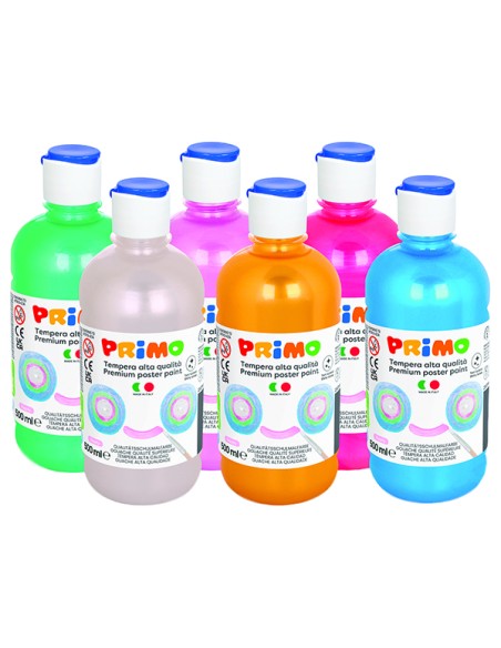 Box 6 tempera colori perlati 500ml colori assortiti PRIMO 234TP500ASS PRIMO TEMPERE