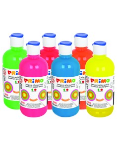 Box 6 tempera colori fluo 500ml colori assortiti PRIMO 255TP500ASS PRIMO TEMPERE