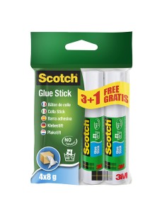 Promo pack 3+1 colle stick 8gr 6232S bianca permanente Scotch® 7100115629