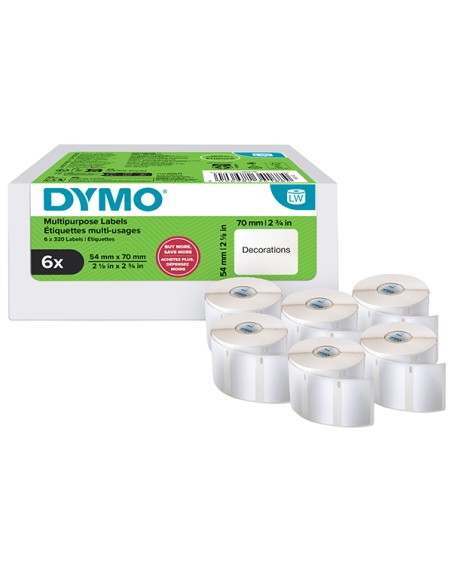 Value pack 6 rotoli etichette multiuso 54x70mm bianco (320 etic/rt) Dymo LW 2234188 DYMO ETICHETTE-NASTRI PER ETICHETTATRICI
