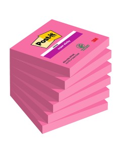 Cf. 6pz 90 foglietti Post-it® Super Sticky 76x76mm 654-6SS rosa power 7100263208