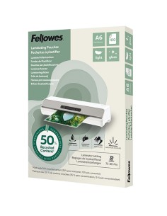 Scatola 100 pouches riciclate 80mic A6 Fellowes 100143441