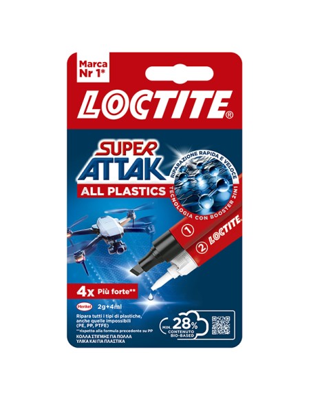 COLLA LOCTITE SUPER ATTAK All Plastics 2g + 4ml 2973194 LOCTITE COLLE SPECIALI