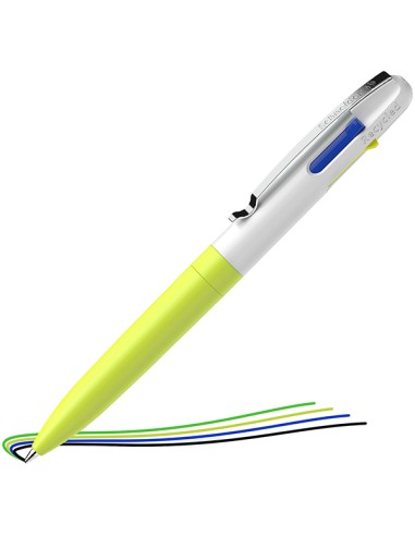 Penna a sfera Take 4 a quattro colori punta M fusto giallo fluo Schneider P138125