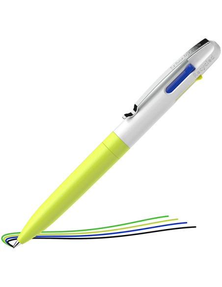 Penna a sfera Take 4 a quattro colori punta M fusto giallo fluo Schneider P138125