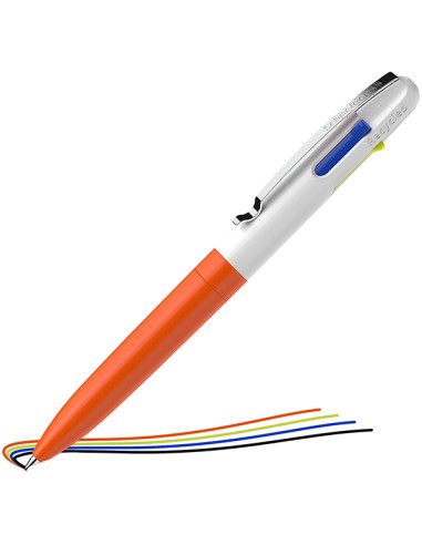 Penna a sfera Take 4 a quattro colori punta M fusto arancione fluo Schneider P138126