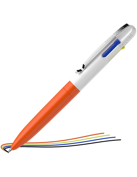 Penna a sfera Take 4 a quattro colori punta M fusto arancione fluo Schneider P138126