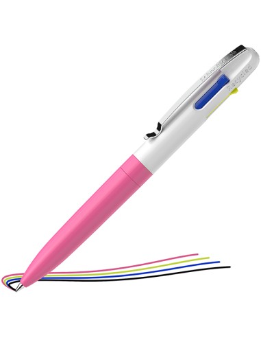 Penna a sfera Take 4 a quattro colori punta M fusto rosa fluo Schneider P138129