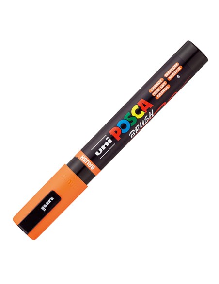 Marcatore Uni Posca PC5MBR punta brush 1.0 - 4.0mm arancio Uni Mitsubishi M PC5MBR AC UNI MITSUBISHI A BASE D'ACQUA