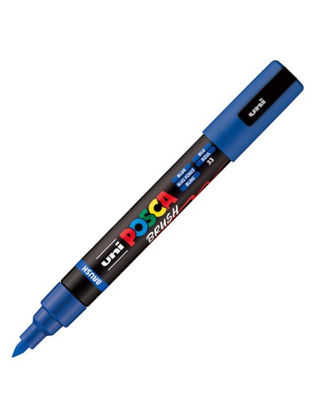 Marcatore Uni Posca PC5MBR punta brush 1.0 - 4.0mm blu Uni Mitsubishi M PC5MBR B UNI MITSUBISHI A BASE D'ACQUA