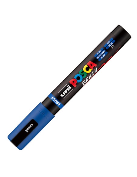 Marcatore Uni Posca PC5MBR punta brush 1.0 - 4.0mm blu Uni Mitsubishi M PC5MBR B UNI MITSUBISHI A BASE D'ACQUA