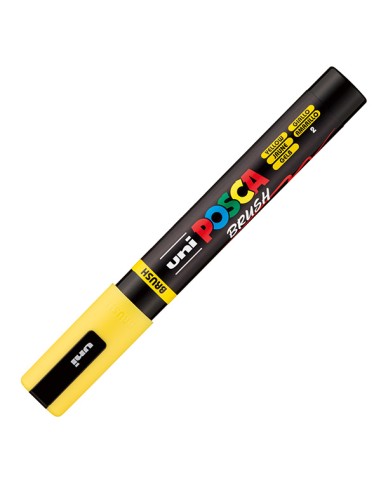 Marcatore Uni Posca PC5MBR punta brush 1.0 - 4.0mm giallo Uni Mitsubishi M PC5MBR G UNI MITSUBISHI A BASE D'ACQUA