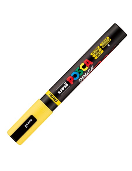 Marcatore Uni Posca PC5MBR punta brush 1.0 - 4.0mm giallo Uni Mitsubishi M PC5MBR G UNI MITSUBISHI A BASE D'ACQUA