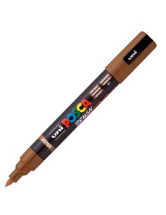 Marcatore Uni Posca PC5MBR punta brush 1.0 - 4.0mm marrone Uni Mitsubishi M PC5MBR M UNI MITSUBISHI A BASE D'ACQUA