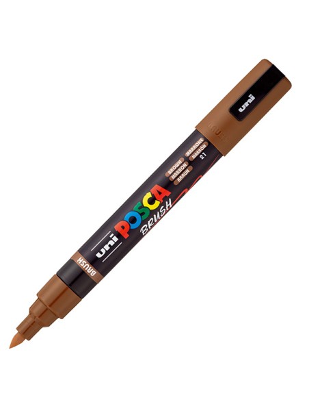 Marcatore Uni Posca PC5MBR punta brush 1.0 - 4.0mm marrone Uni Mitsubishi M PC5MBR M UNI MITSUBISHI A BASE D'ACQUA