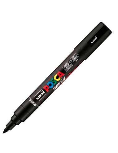 Marcatore Uni Posca PC5MBR punta brush 1.0 - 4.0mm nero Uni Mitsubishi M PC5MBR N UNI MITSUBISHI A BASE D'ACQUA