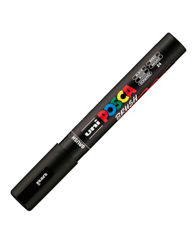 Marcatore Uni Posca PC5MBR punta brush 1.0 - 4.0mm nero Uni Mitsubishi M PC5MBR N UNI MITSUBISHI A BASE D'ACQUA