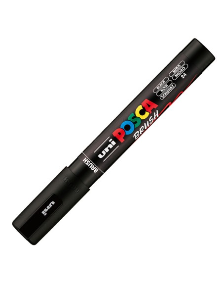 Marcatore Uni Posca PC5MBR punta brush 1.0 - 4.0mm nero Uni Mitsubishi M PC5MBR N UNI MITSUBISHI A BASE D'ACQUA